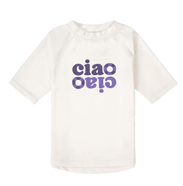 LÄSSIG Kinder UV Shirt Kurzarm – Weiß / Purple - 1