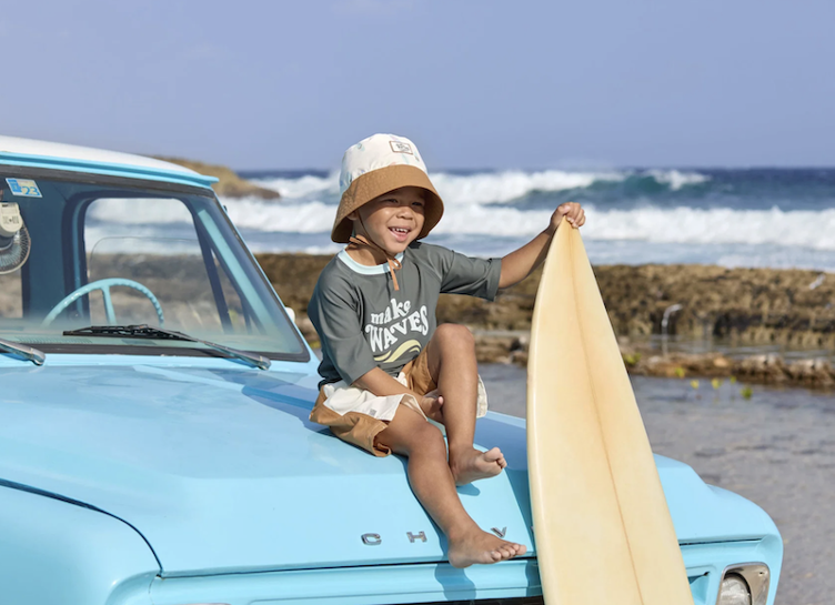 LÄSSIG Kinder Fischerhut UV 80 – Surfboard/See Salt - 4