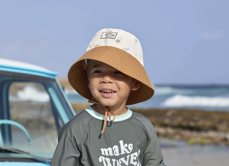 LÄSSIG Kinder Fischerhut UV 80 – Surfboard/See Salt - 0