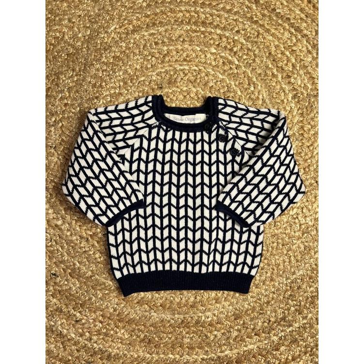 Pre-Loved Pullover von Sense Organics | Weiss-Blau | Grösse: 50