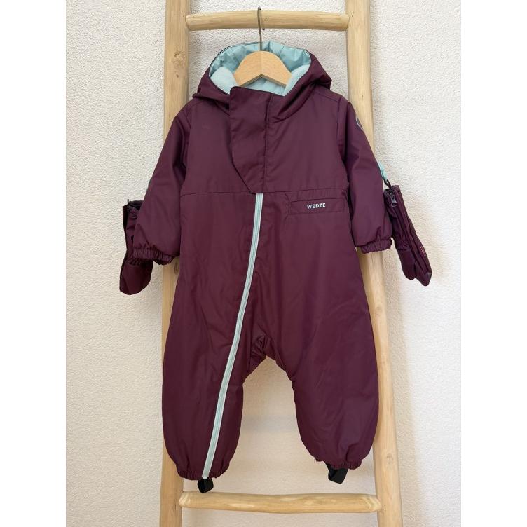 Pre Loved Schneeoverall von WEDZE I Bordeaux & Hellblau I Gr. 18M / 76–81 cm
