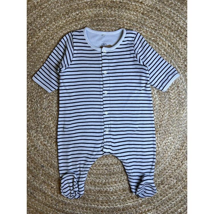 Pre-Loved Strampler von Petit Bateau | Weiss gestreift | Grösse: 3M / 60 cm