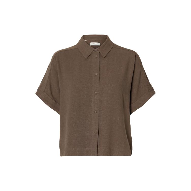 Selected Femme – Cropped Shirt aus LENZING™ ECOVERO™ Viskose & Leinen (Regular Fit)