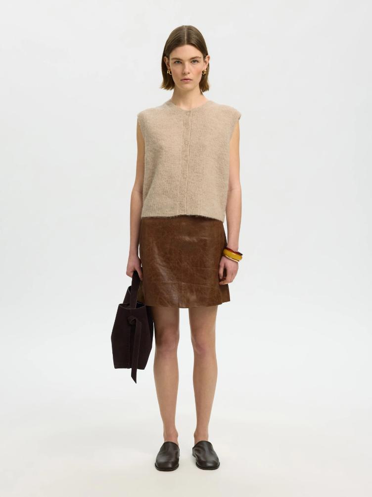 Selected Women Strickweste – Birch Melange - 3