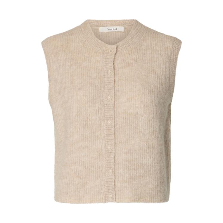 Selected Women Strickweste – Birch Melange