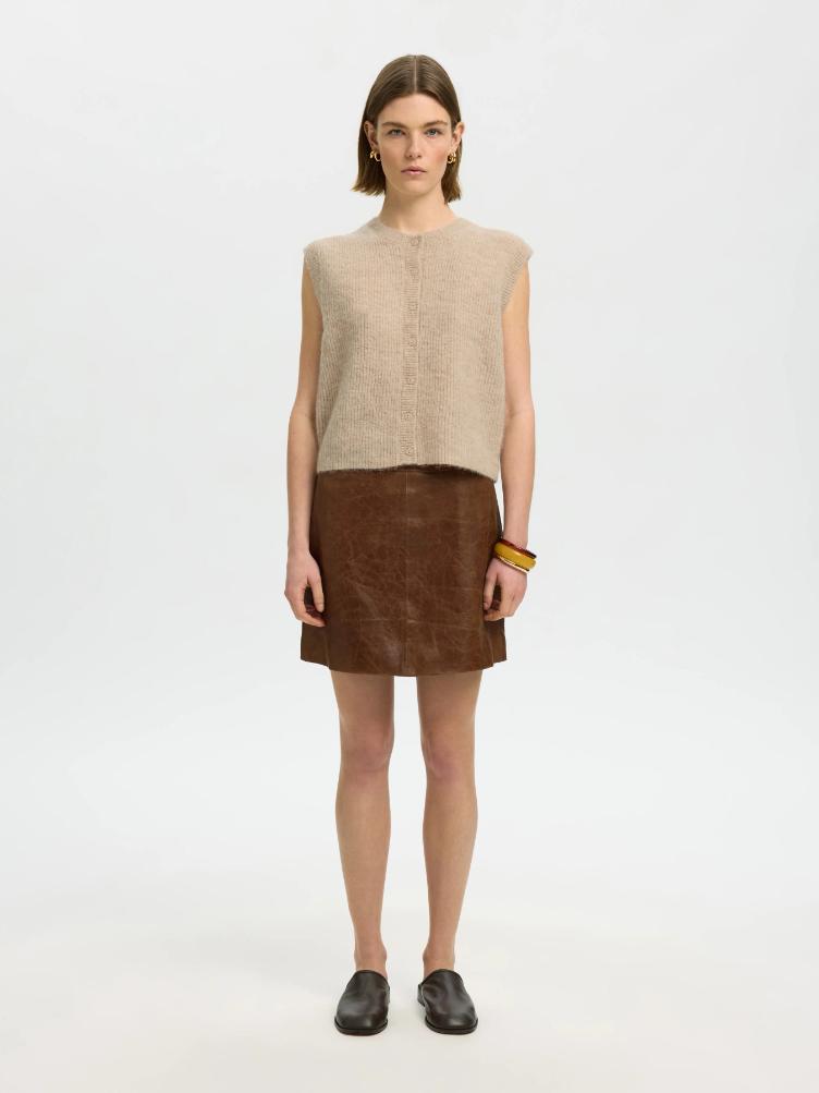 Selected Women Strickweste – Birch Melange - 4