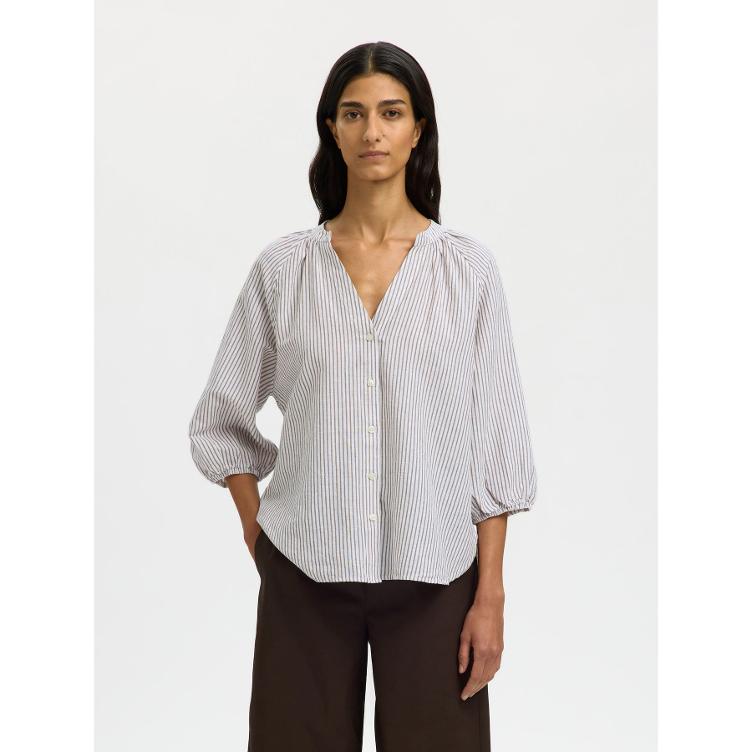 SELECTED Femme – Relaxed Fit Damen Shirt aus Leinenmix mit recycelter Baumwolle