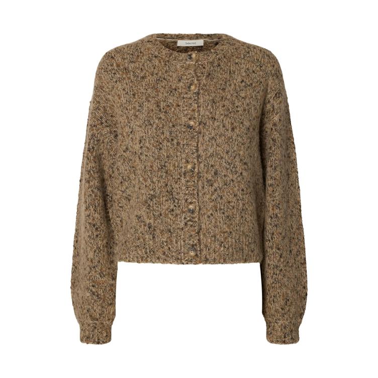 Selected Women kurzer Strick Cardigan – Travertine Delicioso & Toffee