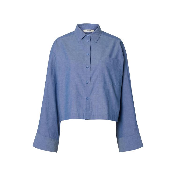 Selected Femme Kira Astha Cropped Damen Bluse – Dark Blue