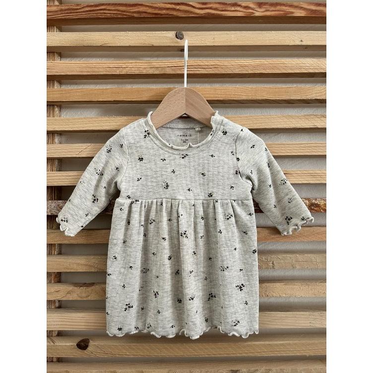 Pre-Loved Kleid von Name it | Grau Melange mit Blumenprint | Grösse: 56