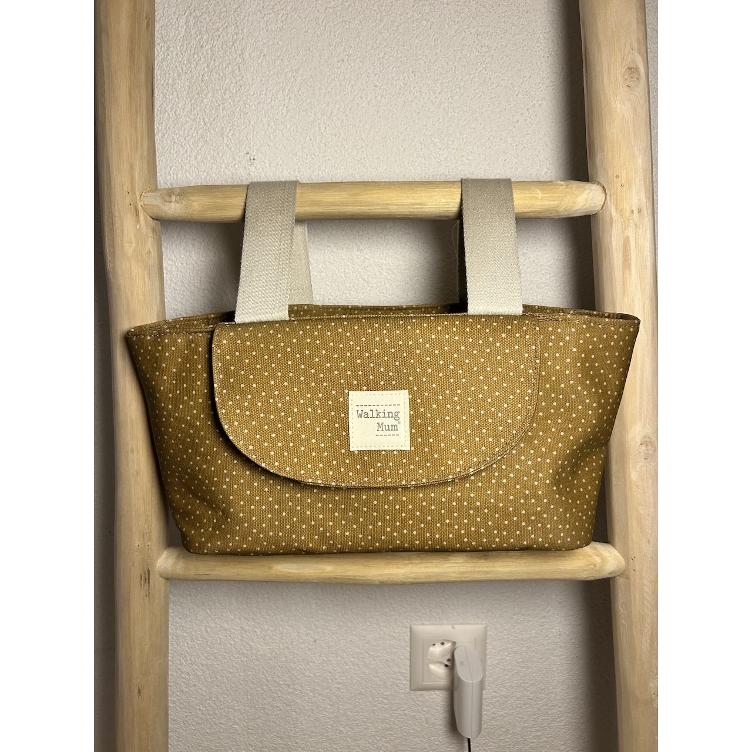 Pre-Loved Kinderwagen-Organizer | Polka Dot `Poppy Cinnamon` | Walking Mum
