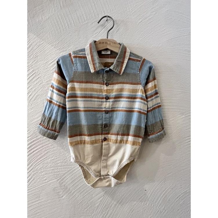 Pre-Loved Langarm-Hemd-Body `Birger` von Hust & Claire | Grösse: 86