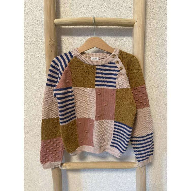 Pre-Loved Strickpullover von Hust & Claire | Multicolor Blockdesign | Grösse: 122