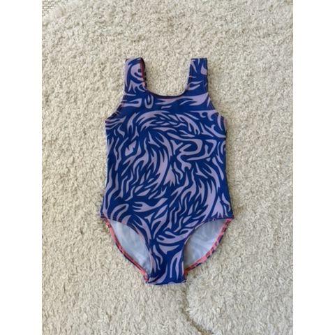 Pre-Loved Badeanzug von Crazy Legs in Blau-Rosa mit UV-Schutz, Grösse 74/80 (Etikett 92/98)