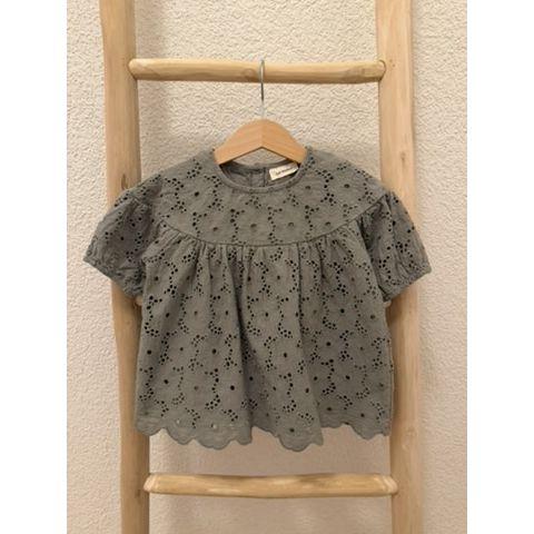 Pre-Loved Bluse von Lil’ Atelier | Forest Fog Grün | Grösse: 98