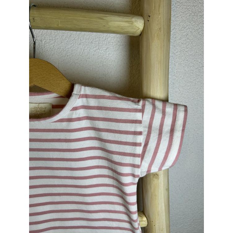 Pre‑Loved T-Shirt von Creamiė | Gestreift Weiss/Rosa | Grösse: 86