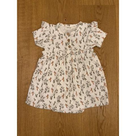 Pre-Loved Kleid mit integriertem Body von Lil’ Atelier | Weiss mit Print | Grösse: 80