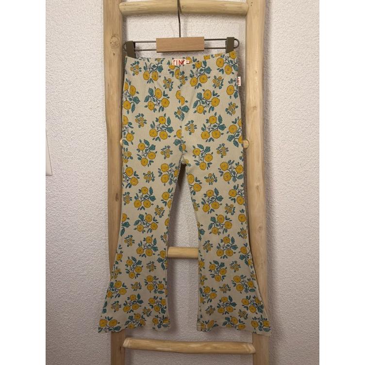 Pre-Loved Flared Leggings von Tiny Cottons I Beige mit Blumenprint I Grösse 128