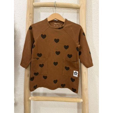 *Pre-Loved Kleid von Mini Rodini in Braun mit Herzprint I Grösse 86/92