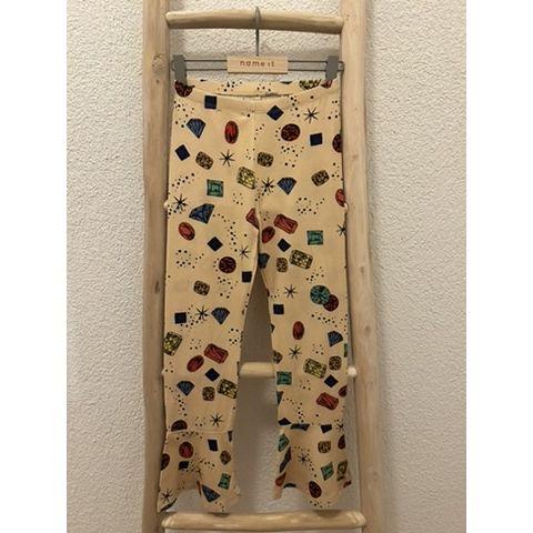 Pre-Loved Leggings mit Flared Legs von Mini Rodini | Gelb mit Diamant-Print | Grösse: 128/134