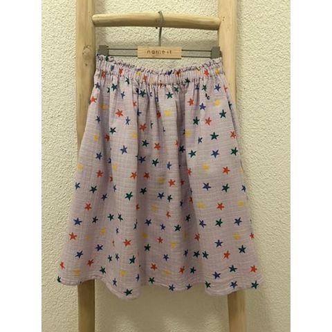 Pre-Loved Midi-Rock von Bobo Choses | Flieder mit Sternenmuster | Grösse: 128/134