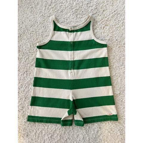 Pre-Loved Overall von Tinycottons | Farbe: Grün gestreift | Grösse: 4Y
