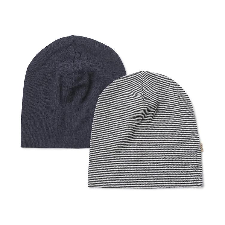 Wheat 2er-Pack Merino Mützen Emo – Navy Stripe