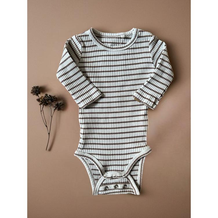 Pre-Loved Body von Name It | Weiss-Beige gestreift (Rippstoff) | Grösse: 56