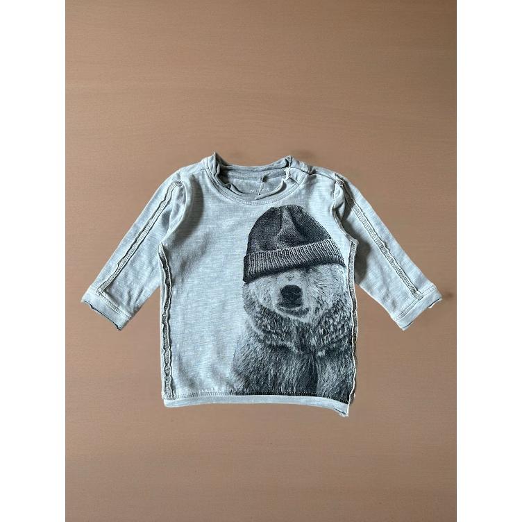 Pre-Loved Langarmshirt von Name It | Hellgrau mit Print | Grösse: 56