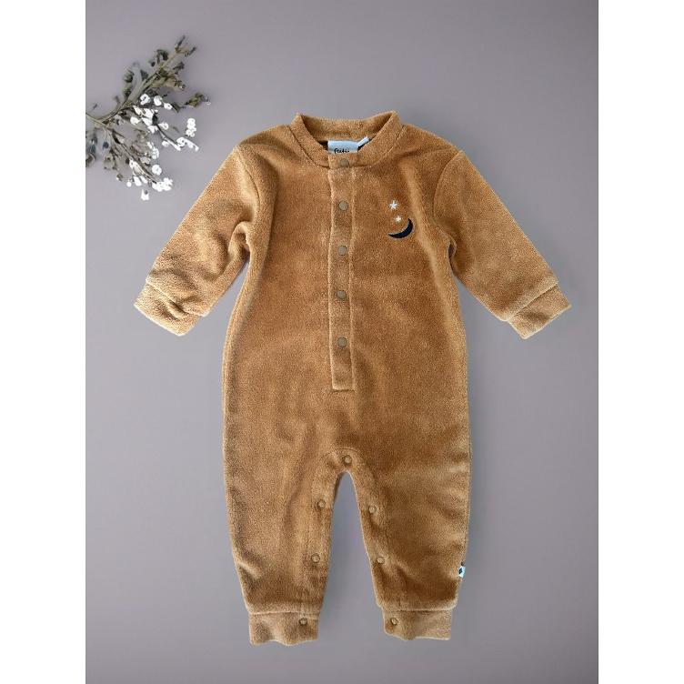 Pre-Loved Overall von Feetje | Ocker mit Mond & Sterne Stickerei | Grösse: 62