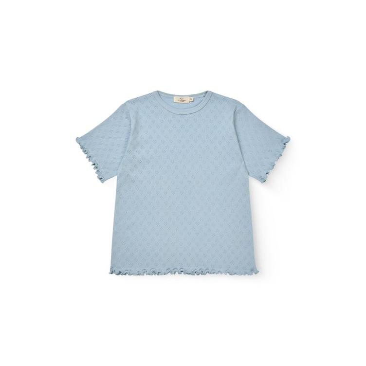 Copenhagen Colors Pointelle Heart T-Shirt –DUSTY BLUE