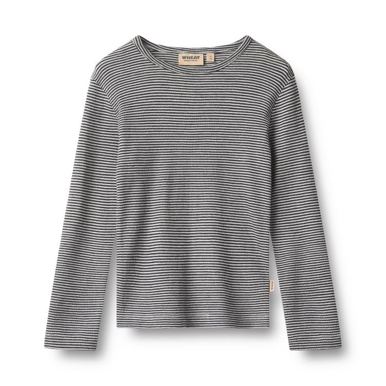 Wheat Merino Langarmshirt Alfie – Navy Stripe