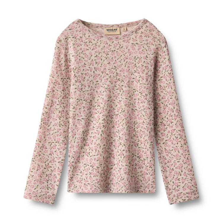 Wheat Merino Langarmshirt Alfie – Pale Lilac Flowers