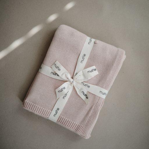Mushie gestrickte Babydecke - Textured Dots Blush