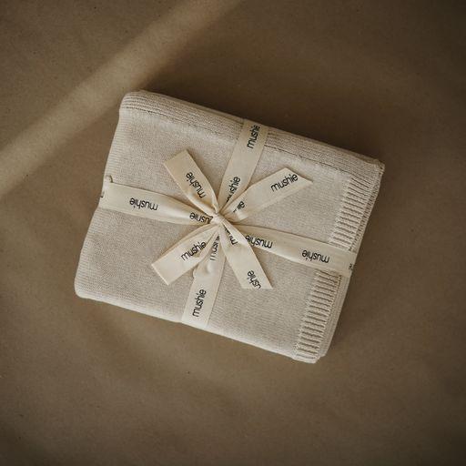 Mushie gestrickte Babydecke - Off White Melange