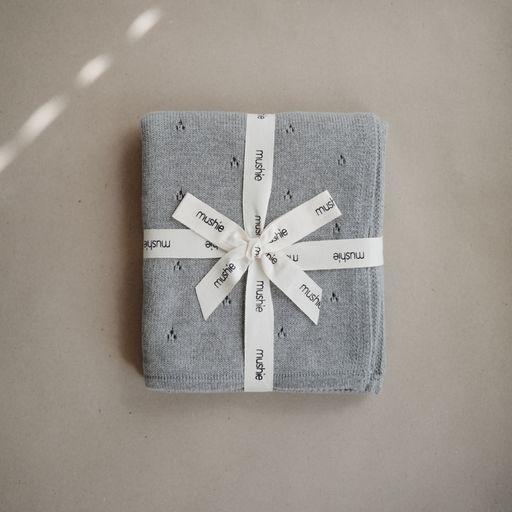 Mushie gestrickte Babydecke - Pointelle Gray Melange