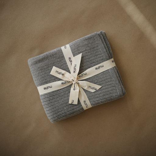 Mushie gestrickte Babydecke - Ribbed Gray Melange