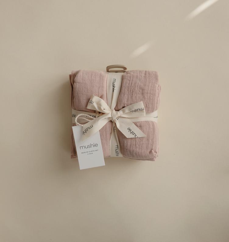 Mushie Muslin Cloth 3-pack - Blush - 1
