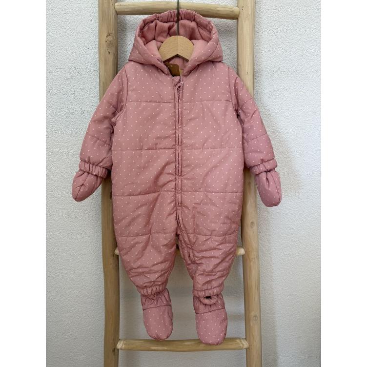 Pre Loved Gefütterter Winteroverall von Manor Baby I Rosa gepunktet I Gr. 74