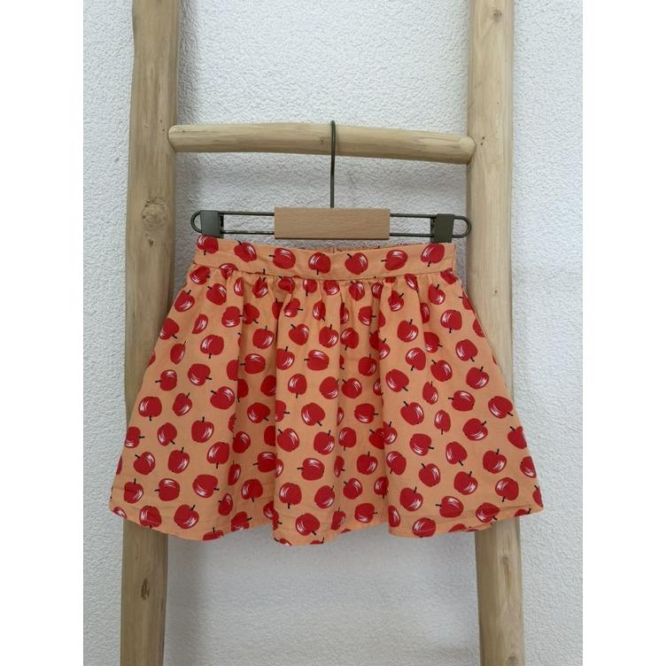 Pre Loved Jupe von United Colors of Benetton I Orange mit Apfelprint I Gr. 110