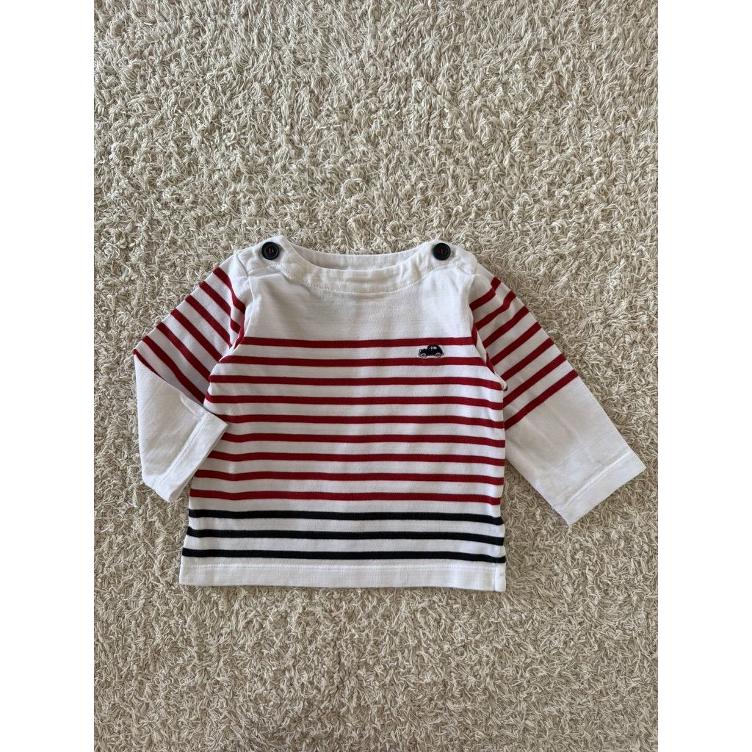 Pre Loved Oberteil von Jacadi Paris I Weiss-Rot-Blau gestreift I Gr. 74