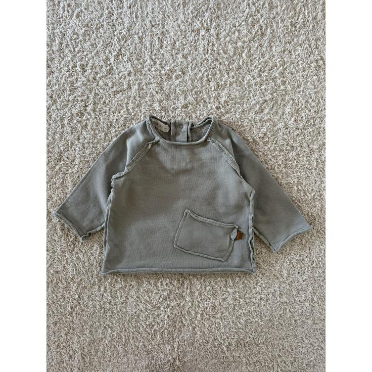 Pre Loved Oversize-Sweatshirt von GUAPOO I Graugrün I Gr. 3–6M
