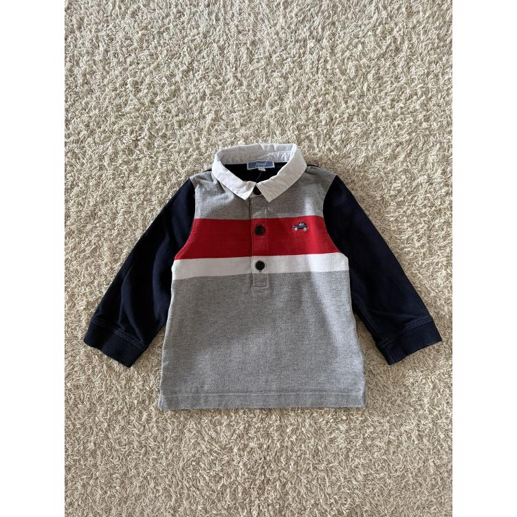 Pre Loved Polo-Shirt von Jacadi Paris I Grau-Rot-Blau I Gr. 81