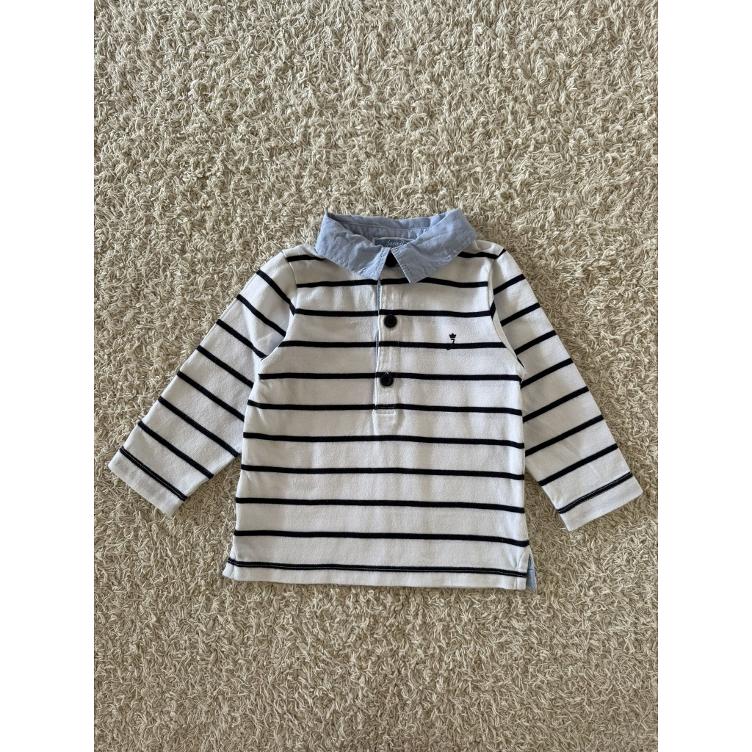 Pre Loved Polo-Shirt von Jacadi Paris I Weiss-Blau gestreift I Gr. 81