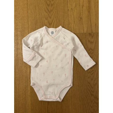 Pre-Loved Wickelbody von Sanetta | Weiss mit rosa Print | Grösse: 56