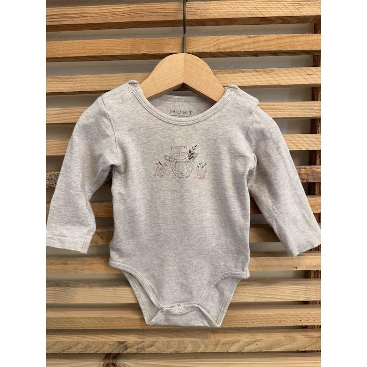 Pre‑Loved Langarmbody von Hust & Claire in Beige mit Print | Grösse: 62