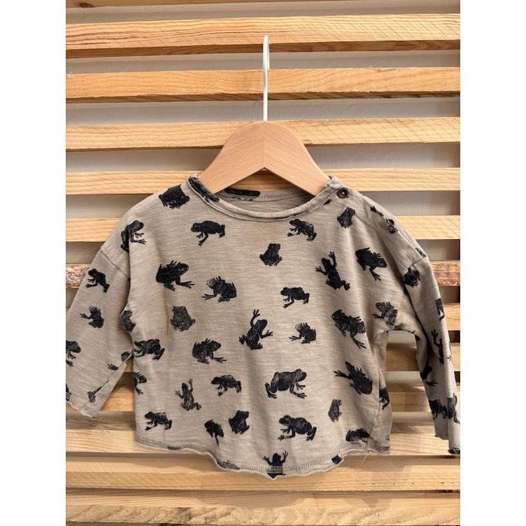 Pre‑Loved Langarmshirt von Play Up in Braun mit Print | Grösse: 68
