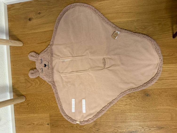 Pre-Loved Einschlagdecke / Babyschalen-Fusssack – Jollein „Bouclé Teddy Bear“ I Wild Rose - 1