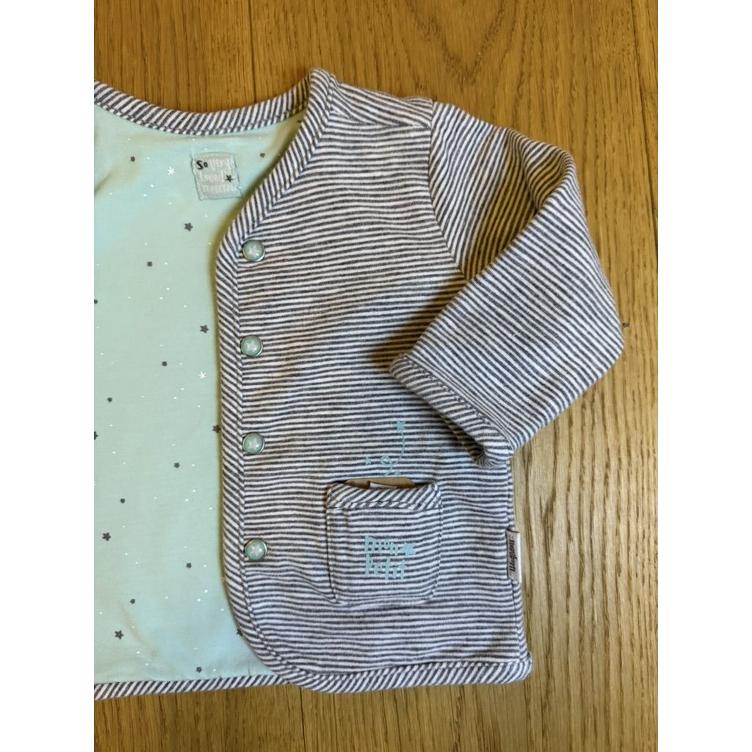 Pre-Loved Jacke von Feetje | Mintgrün & Blau gestreift (reversibel) | Grösse: 62