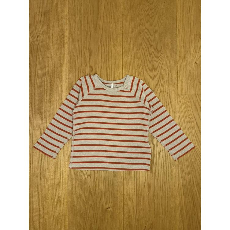 Pre-Loved Longsleeve T-Shirt von Polarn O. Pyret | Beige gestreift | Grösse: 80